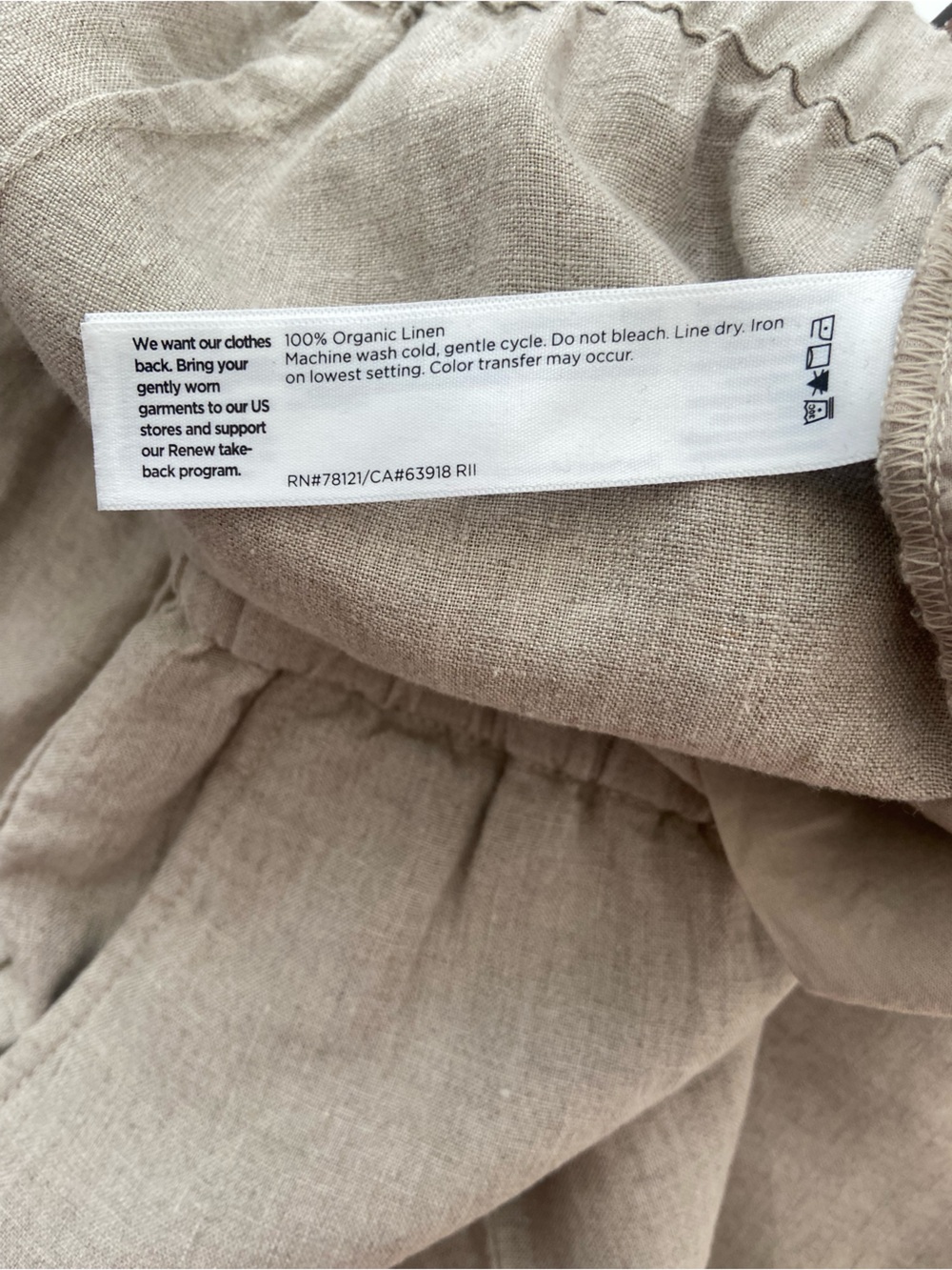 EILEEN FISHER Organic Linen Lantern Pants Petite Medium Natural Pull-On EUC - Picture 5 of 9